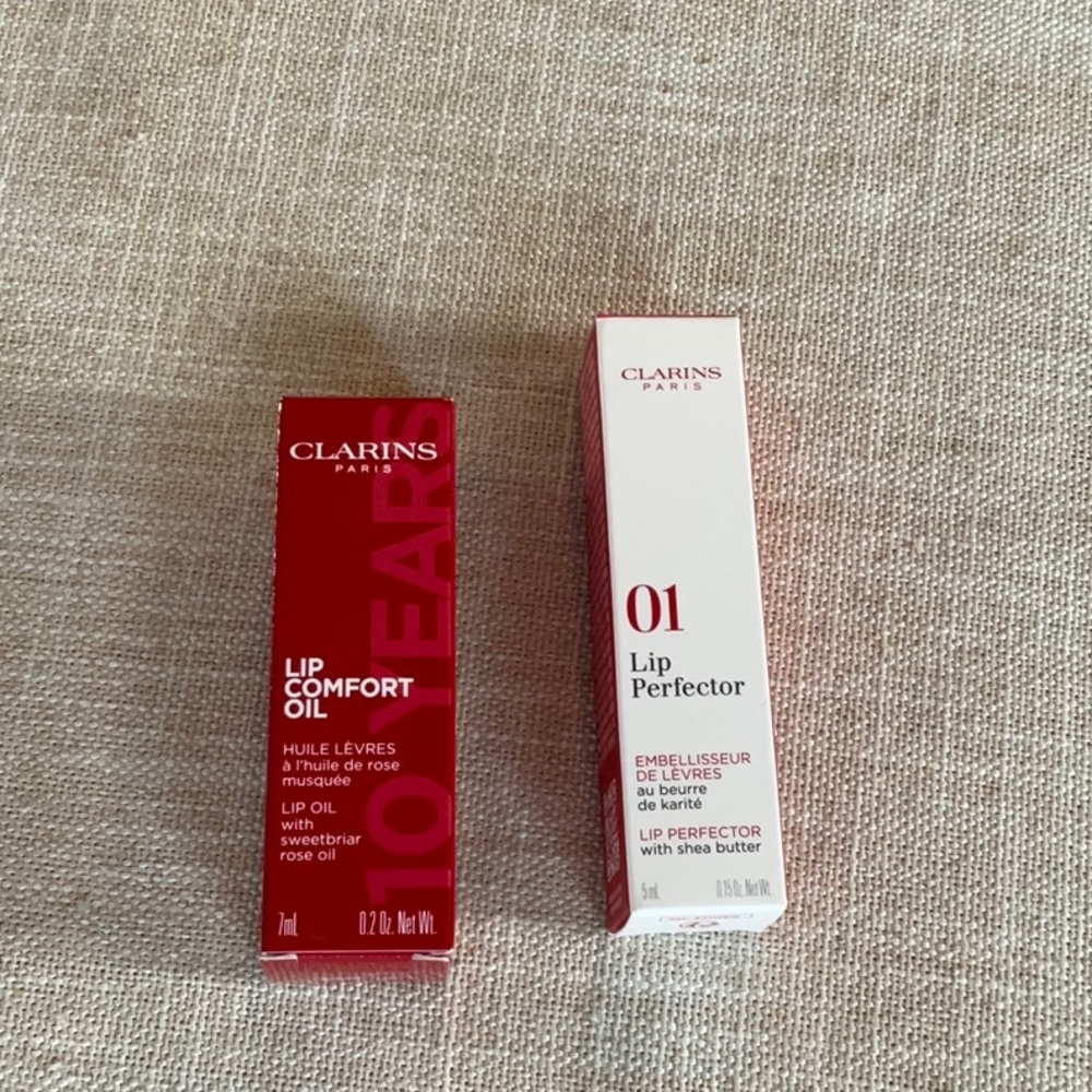 Full Size 54 Lip Comfort Oil - Red & Clarins 01 Lip Perfector